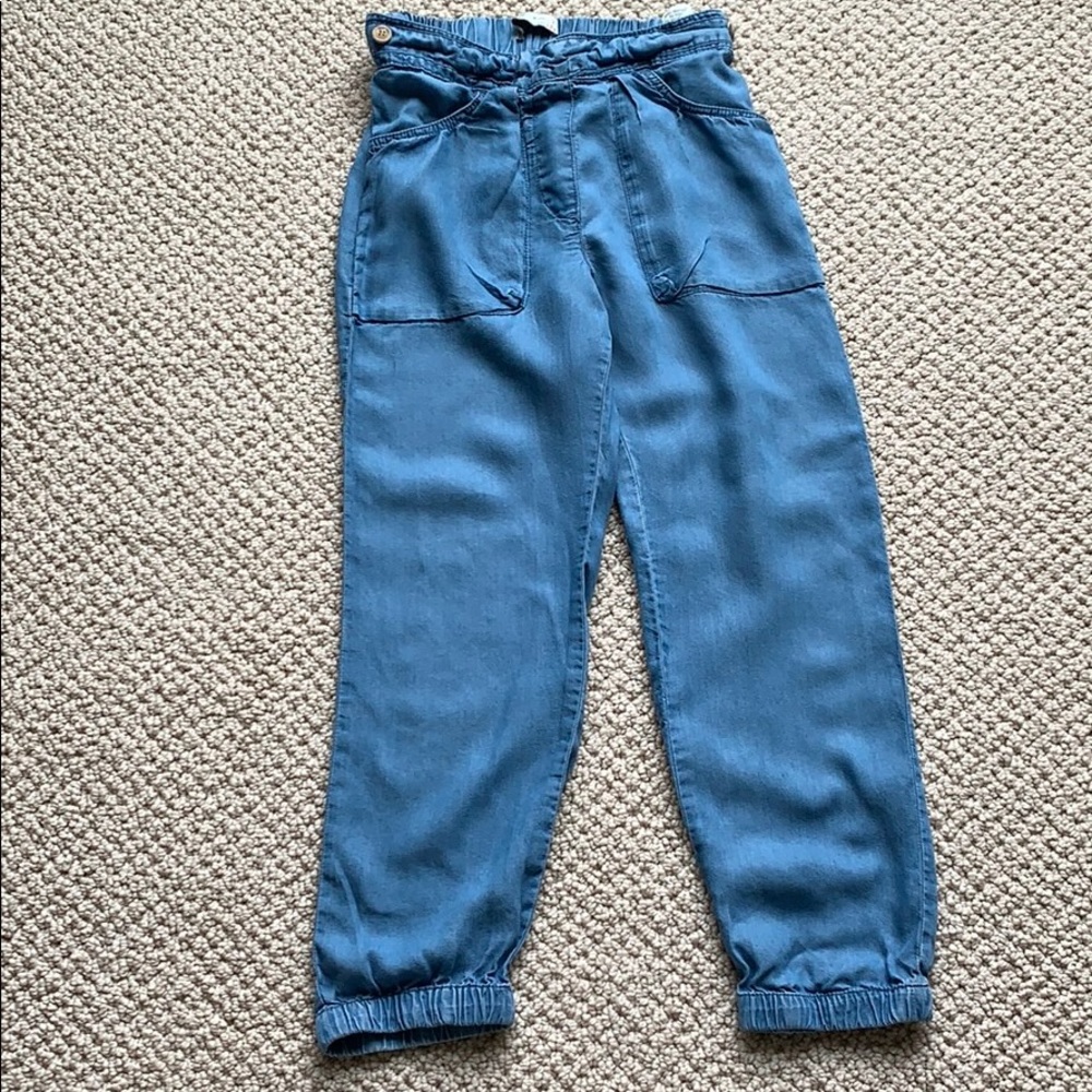 Zara girl denim joggers with pockets